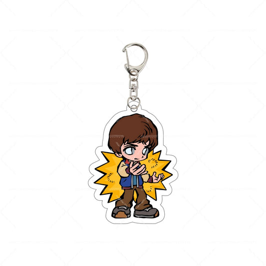 Porte-clés chibi 6 cm Stranger Things garçon au talkie-walkie vu de face