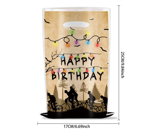Sacs cadeaux Stranger Things Happy Birthday (lot de 10) vu de face
