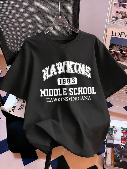 T-shirt homme Stranger Things Hawkins Middle School 1983 – coloris Noir