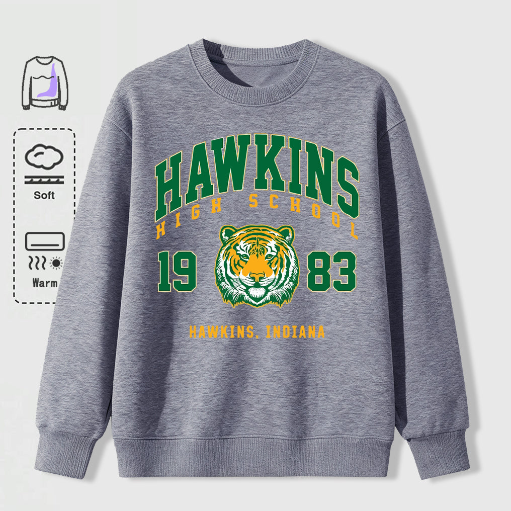 Sweat oversize Stranger Things Hawkins High School tigre – coloris Gris