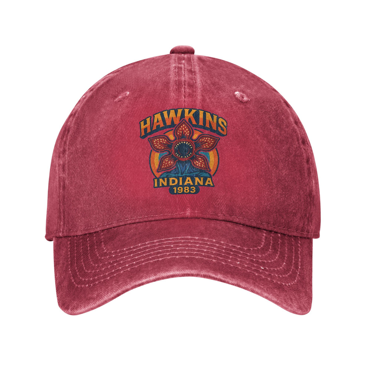 Casquette délavée Stranger Things Hawkins Indiana 1983 – coloris Rouge