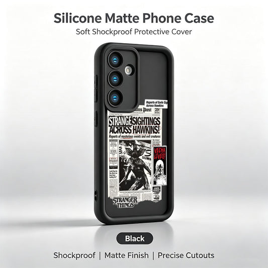 Coque Samsung Galaxy A silicone Stranger Things journal Hawkins Post – coloris Noir