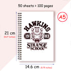 Notizbuch A5 Stranger Things Hawkins Strange School weiß