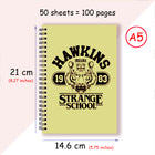 Notizbuch A5 Stranger Things Hawkins Strange School gelb