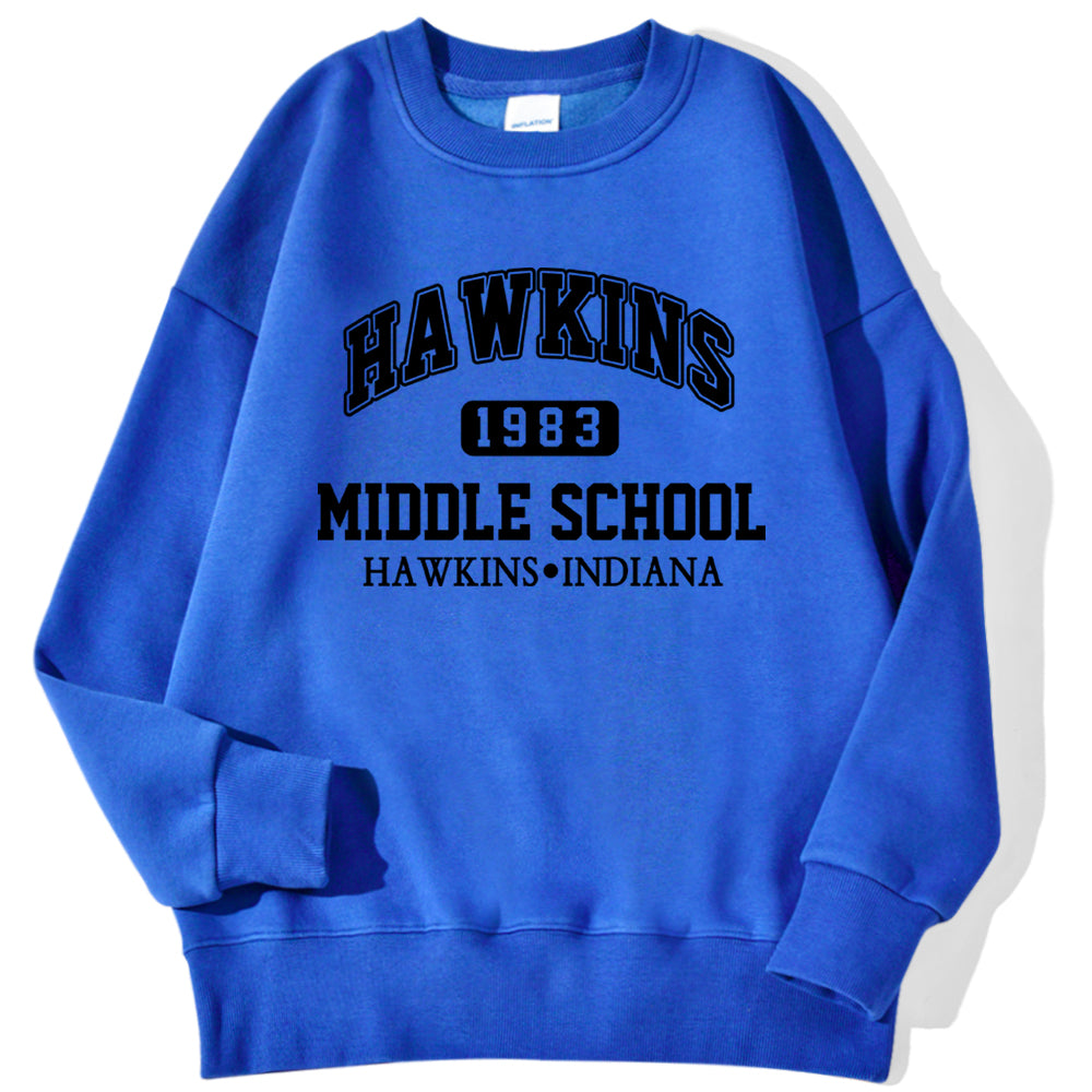 Sweat Stranger Things Hawkins Middle School homme – coloris Bleu