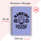 Notizbuch A5 Stranger Things Hawkins Strange School blau