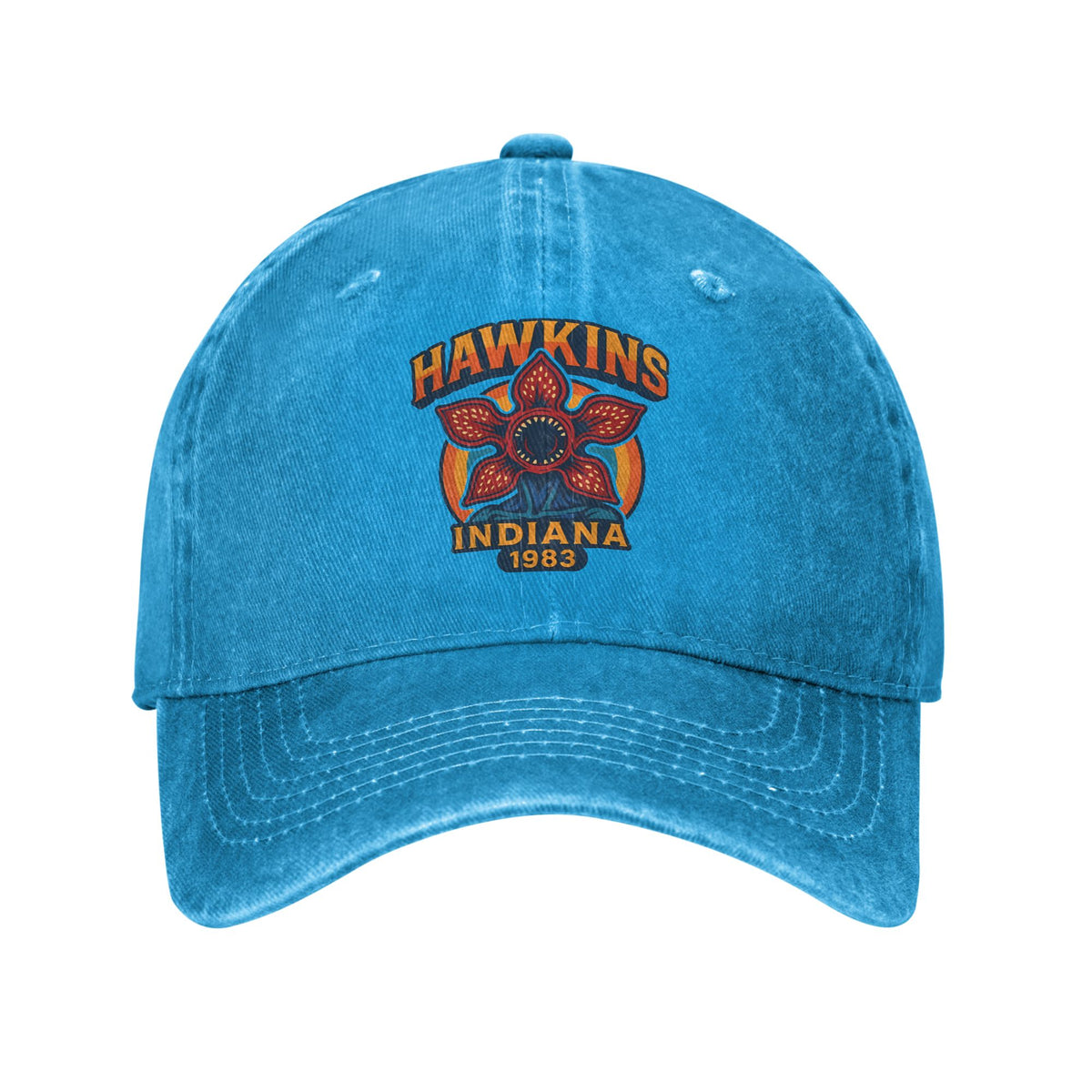 Casquette délavée Stranger Things Hawkins Indiana 1983 – coloris Bleu