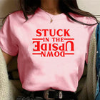 Damen-T-Shirt rosa Stranger Things Stuck in the Upside Down