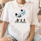 Damen-T-Shirt Stranger Things die Fahrräder und der Van kopfüber