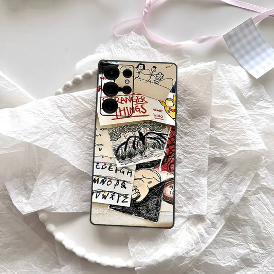 Coque Samsung mate Stranger Things croquis du Monde à l'Envers vu de face