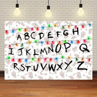 Fotohintergrund Stranger Things Alphabetwand weißer Hintergrund