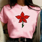 Damen-T-Shirt rosa Stranger Things Blüte des Demogorgon
