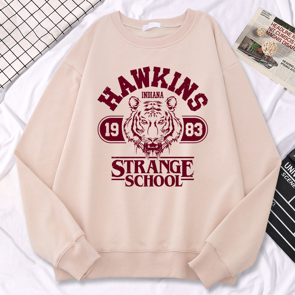 Sweat enfant Stranger Things Hawkins Strange School 1983 – coloris Sable