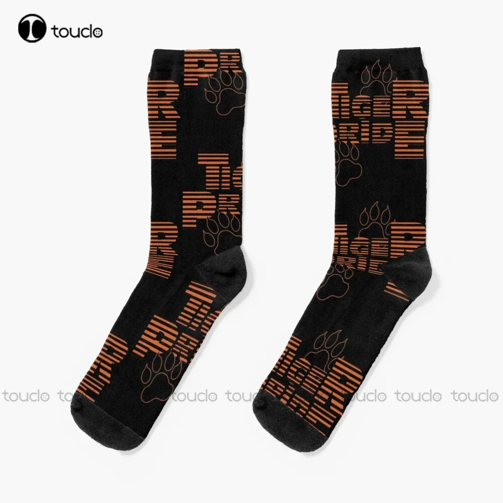 Chaussettes hautes Stranger Things Hawkins Tiger Pride vu de face