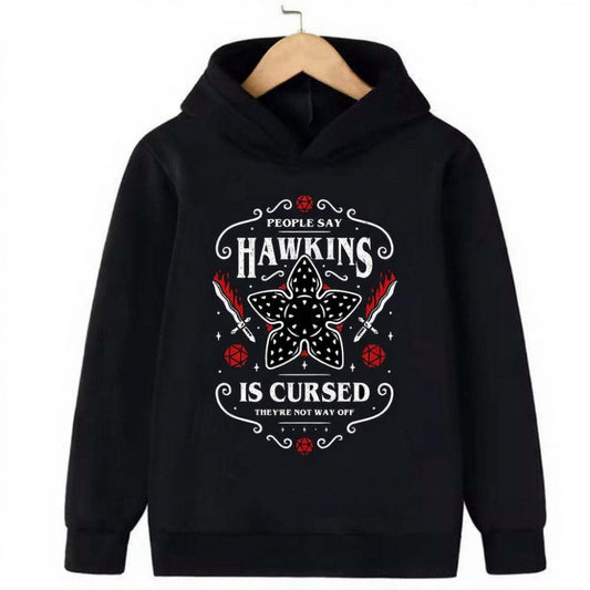 Hoodie enfant Stranger Things Hawkins Is Cursed vu de face