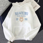 Weißer Hoodie Stranger Things Hawkins High School 1986