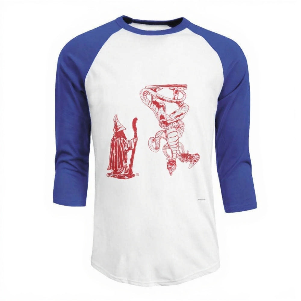 T-shirt homme baseball manches 3/4 Stranger Things croquis du Demogorgon – coloris Bleu