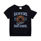 Kinder-T-Shirt schwarz Stranger Things Hawkins High School Tiger