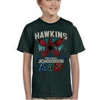 Kinder-T-Shirt grün Stranger Things Hawkins Demogorgon Run