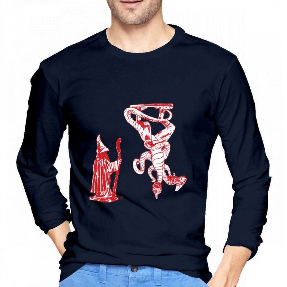 T-shirt homme manches longues Stranger Things croquis du Demogorgon – coloris Bleu marine